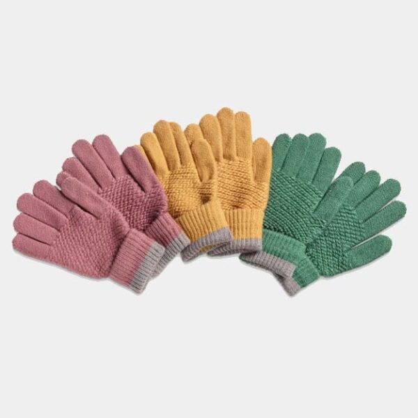 Moss Stitch Mustard Gloves