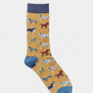 Women’s Socks - Dogs Mustard