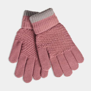 Moss Stitch Mauve Gloves