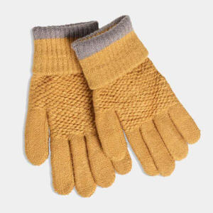 Moss Stitch Mustard Gloves